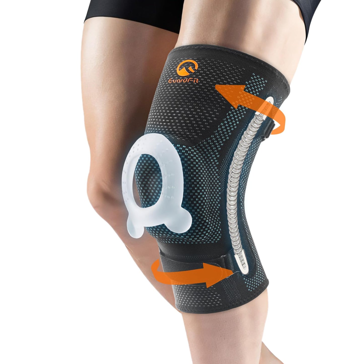 GuardFit Knee Brace with Side Stabilizers & Patella Gel Pads & Compression Adjustment for Pain Relief Meniscus TearACLJoint PainRunnerWorkoutPlayer (Black Medium)