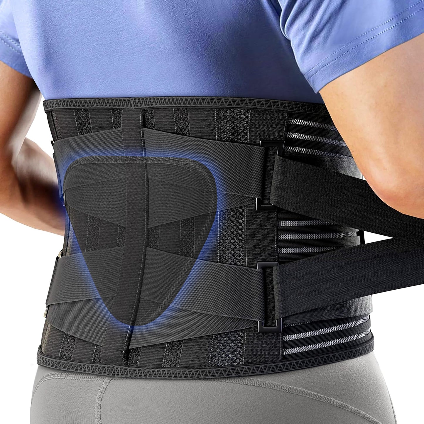 Marboom Back Brace for Lower Back Pain Women With 6 Stays Breathable Back Brace for Men Lower Back Relief from Sciatica Herniated Disc With Lumbar Support Pad for Home & Lifting at Work (Large)