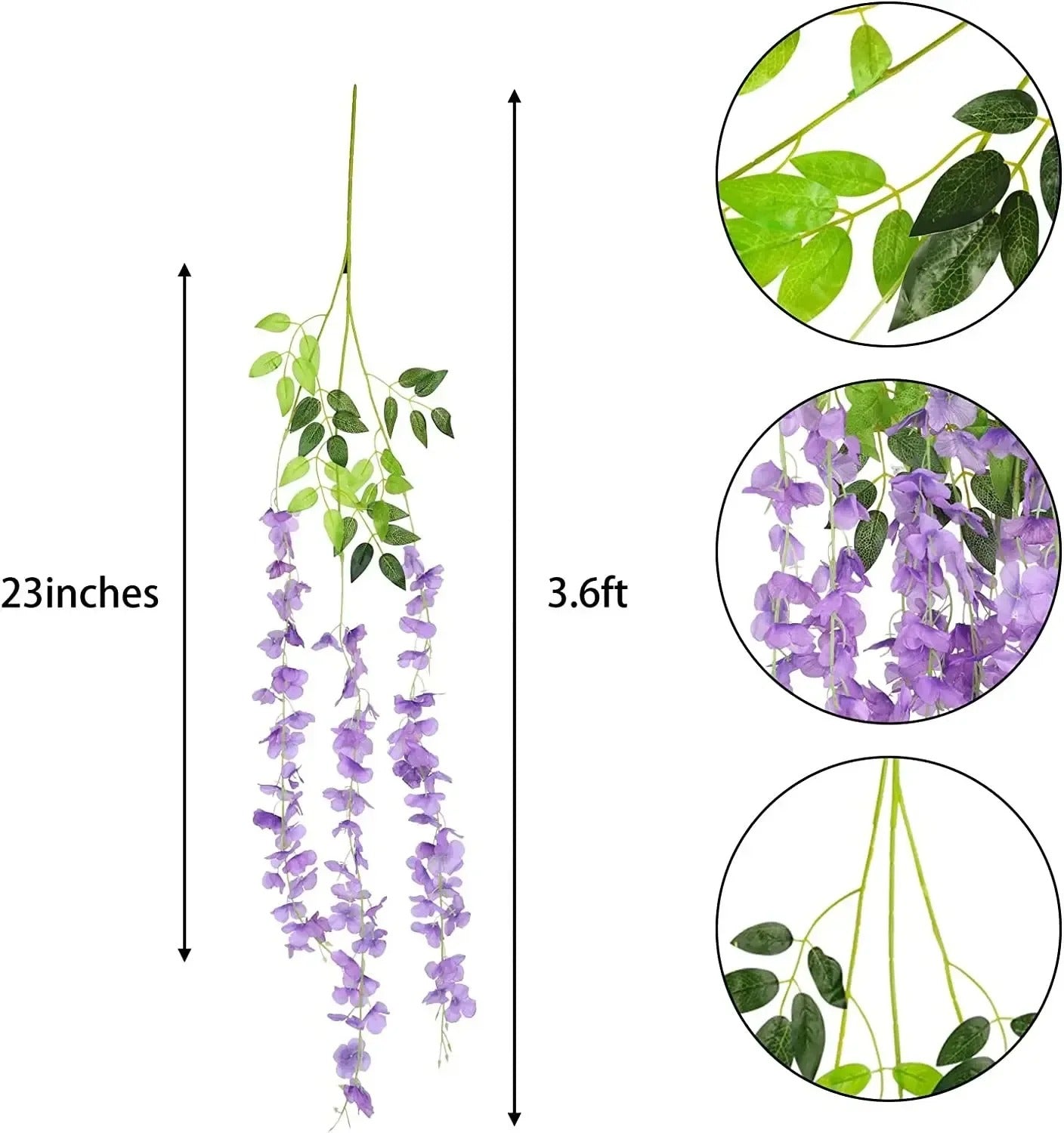 Artificial Wisteria Hanging Garland – Extra Long Thick Silk Vine for Wedding, Party & Home Decor