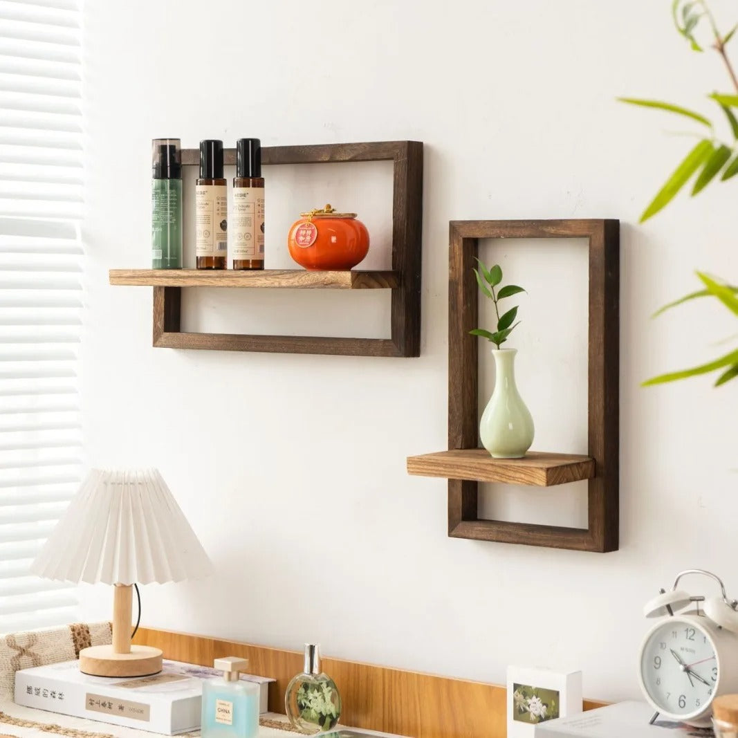Wood Floating Wall Shelves – Rustic Farmhouse Hanging Shelf for Wall Storage, Bedroom, Bathroom, Living Room & Kitchen Decor