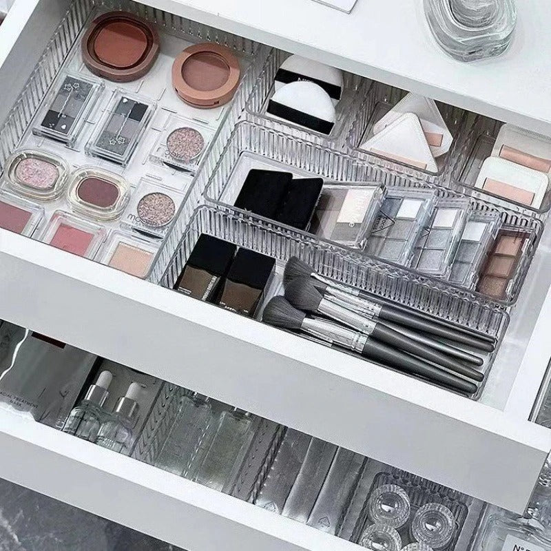 Stackable Acrylic Drawer Organizer – Adjustable Divider Trays for Cosmetics & Modular Makeup Storage