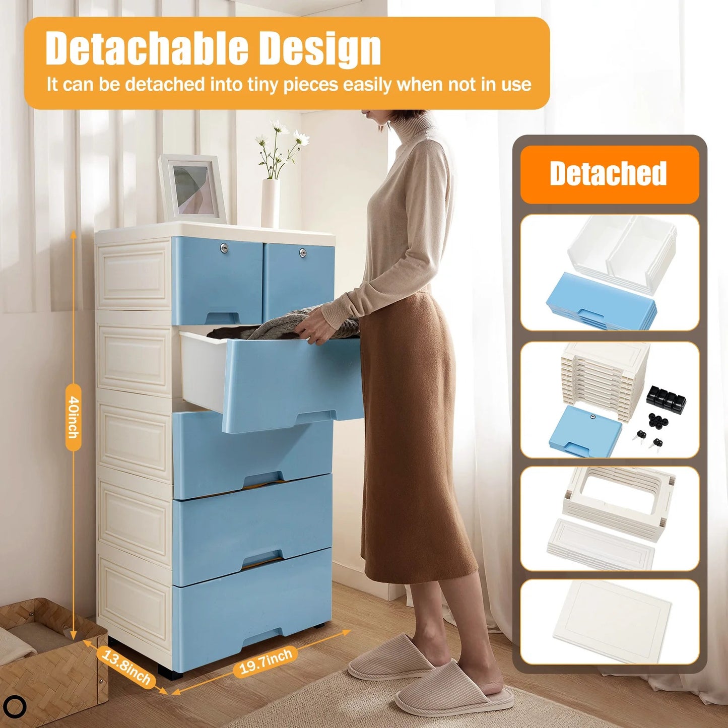 6 Drawer Plastic Dresser Storage Tower – Closet Organizer Unit for Bedroom, Home & Office