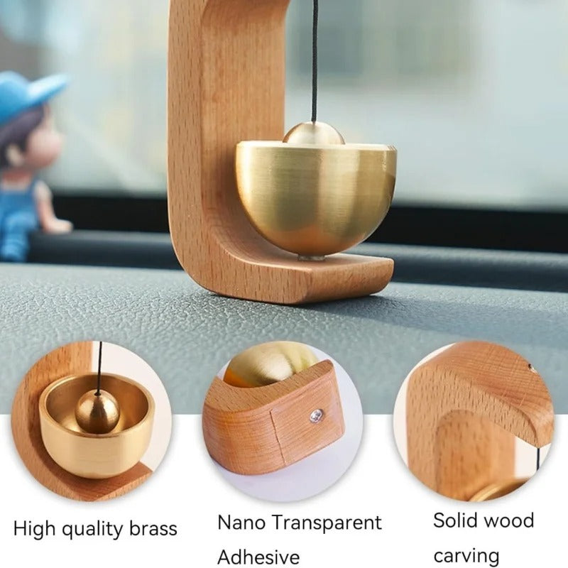 Dopamine Wooden Wind Chimes Wireless Doorbell – Walnut Copper Decorative Entrance Door Bell for Home Decor