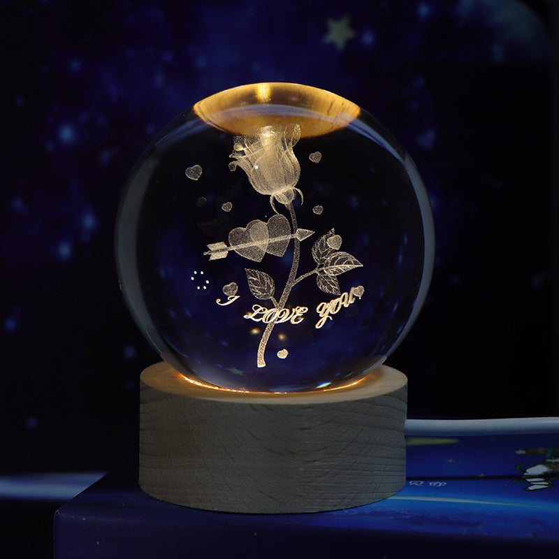 Luminous Starry Sky And Planets Moon Moon Crystal Ball Small Night Lamp Projection Ambience Light Creative Gift New Strange Gift