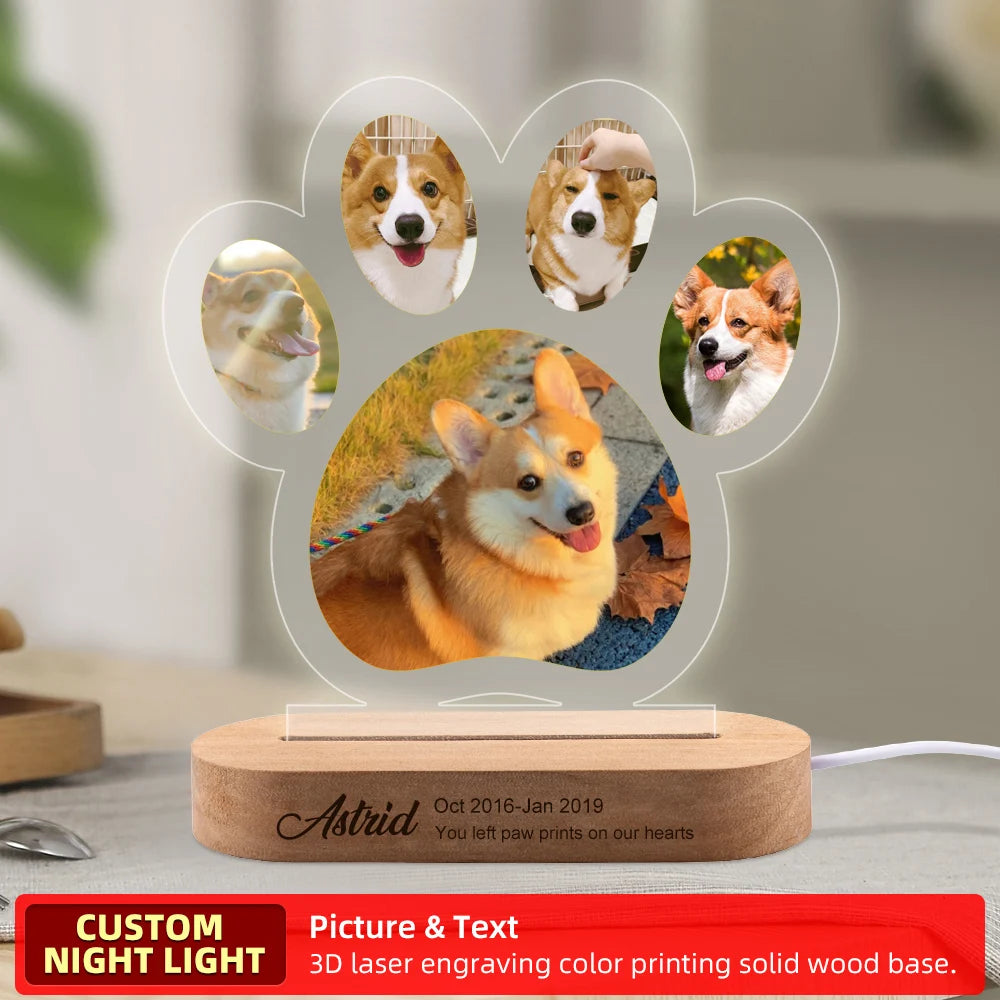 Personalized Pet Memorial Night Light with Custom Photo