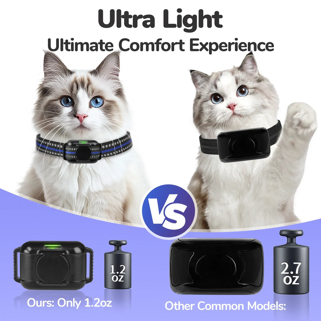 Ultra-Thin Waterproof Cat Training Collar with 2000ft Remote