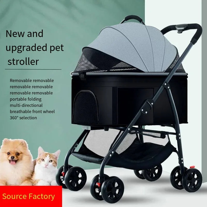 3-in-1 Foldable Pet Stroller for Dogs & Cats