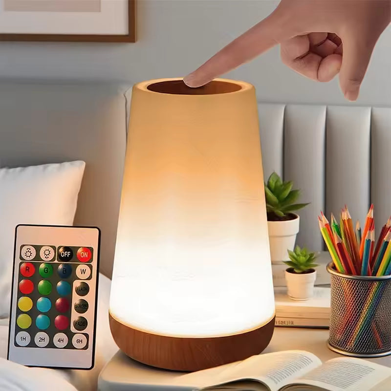 RGB Touch Night Light – 13 Color Changing LED Bedside Lamp, Dimmable, USB Rechargeable, Portable Table Lamp