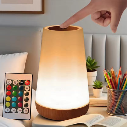 RGB Touch Night Light – 13 Color Changing LED Bedside Lamp, Dimmable, USB Rechargeable, Portable Table Lamp