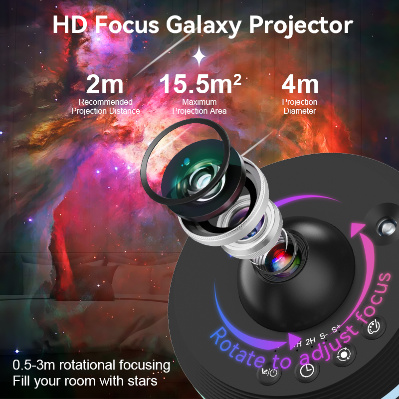 12-in-1 Galaxy Star Projector with Meteor Effects – Ultra Clear Night Light, Rotary Space Ball Planetarium Lamp for Kids & Bedroom Decor