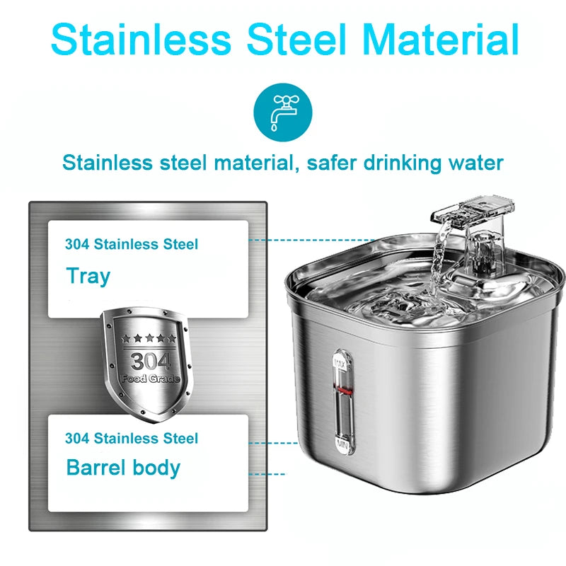 Stainless Steel Cat Fountain Automatic Water Dispenser