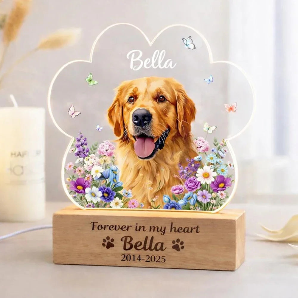 Personalized Pet Memorial Night Light with Photo & Name