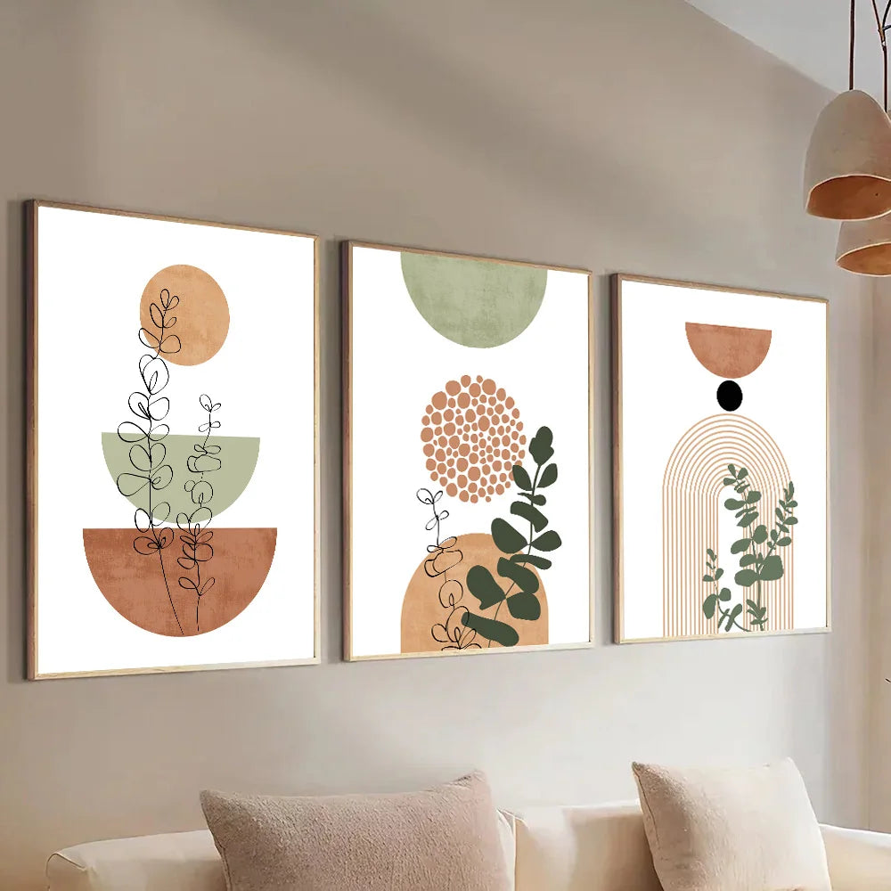 3-Piece Boho Abstract Botanical Wall Art