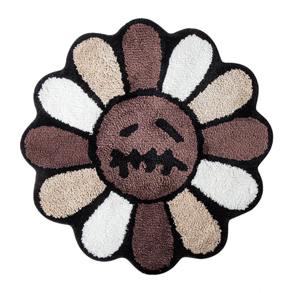 Smiling Face Tufted Flower Rug