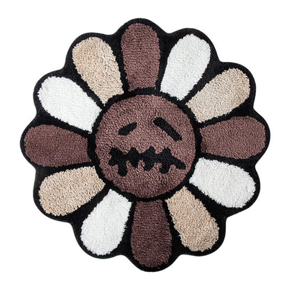 Smiling Face Tufted Flower Rug