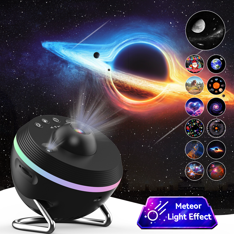 12-in-1 Galaxy Star Projector with Meteor Effects – Ultra Clear Night Light, Rotary Space Ball Planetarium Lamp for Kids & Bedroom Decor