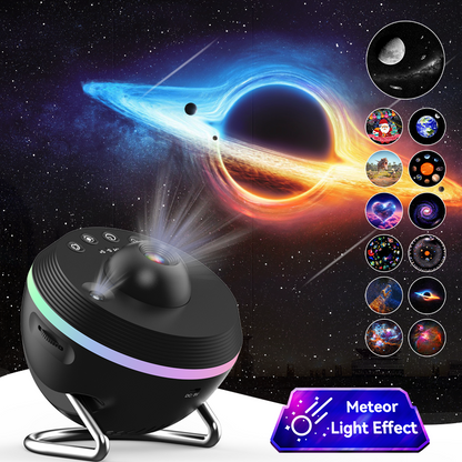 12-in-1 Galaxy Star Projector with Meteor Effects – Ultra Clear Night Light, Rotary Space Ball Planetarium Lamp for Kids & Bedroom Decor