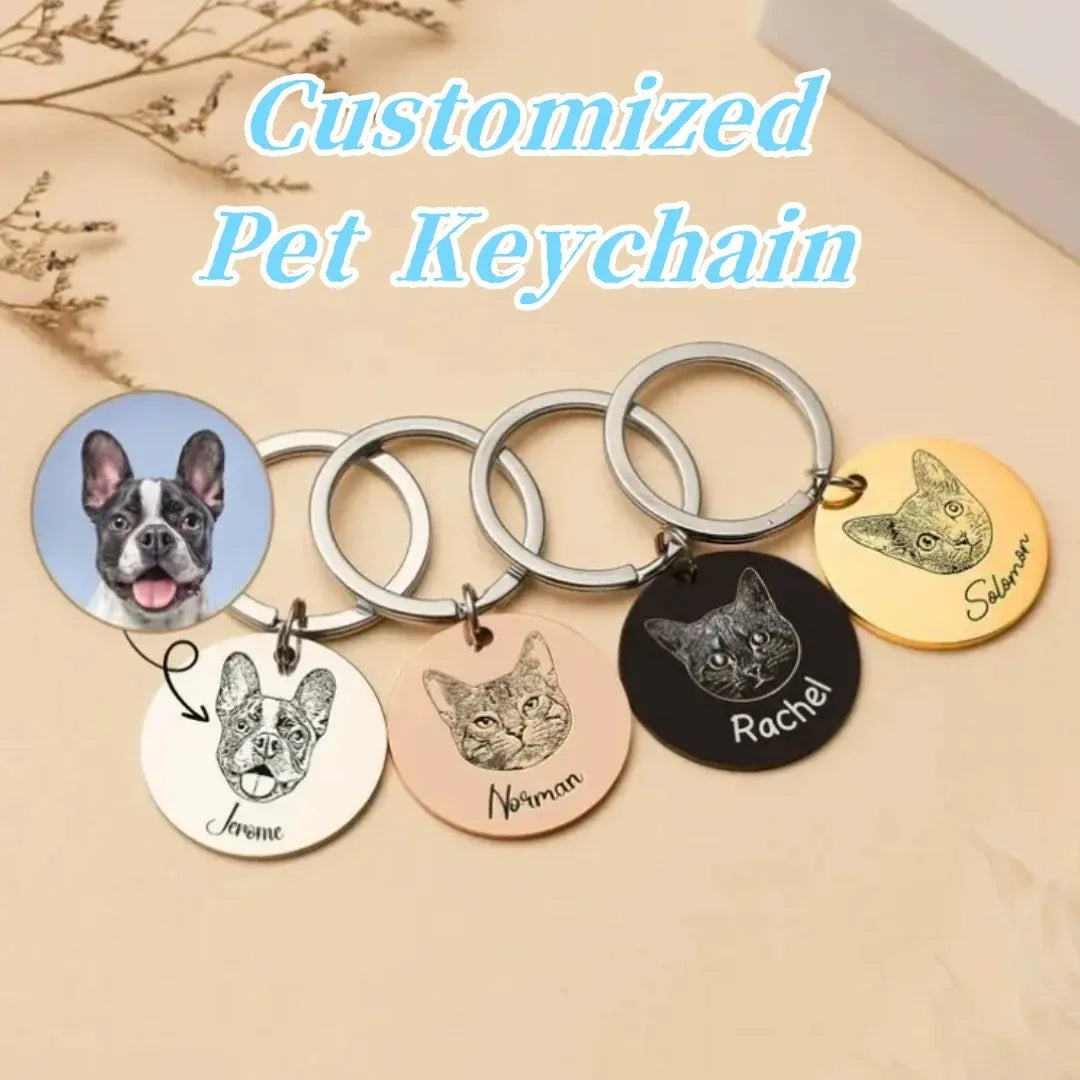 Personalized Pet Photo Keychain for Dogs & Cats