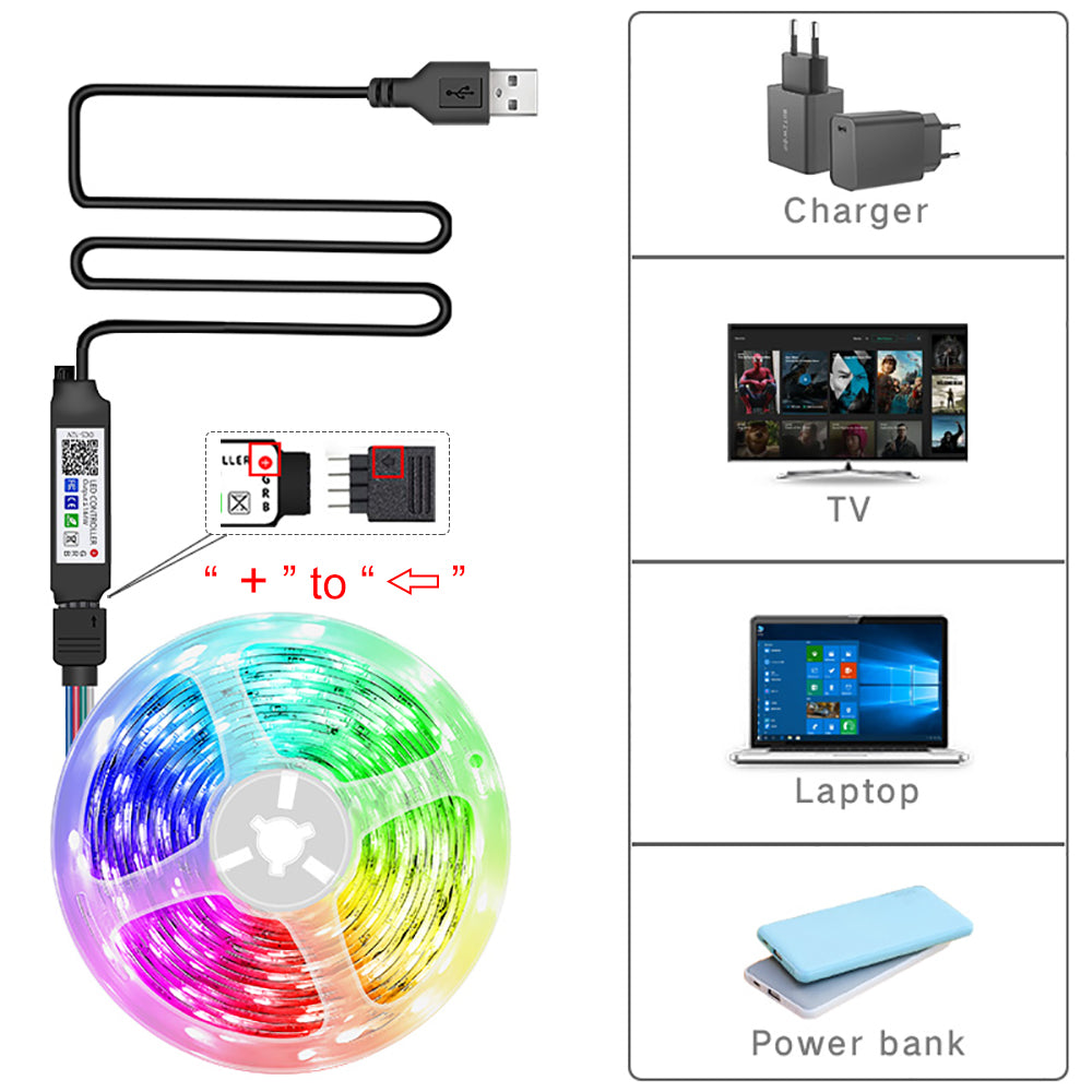 LED Strip Lights RGB App Controlled 5m 10m 20m 30m Flexible Tape Lights for Home Decoration