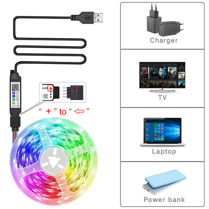 LED Strip Lights RGB App Controlled 5m 10m 20m 30m Flexible Tape Lights for Home Decoration