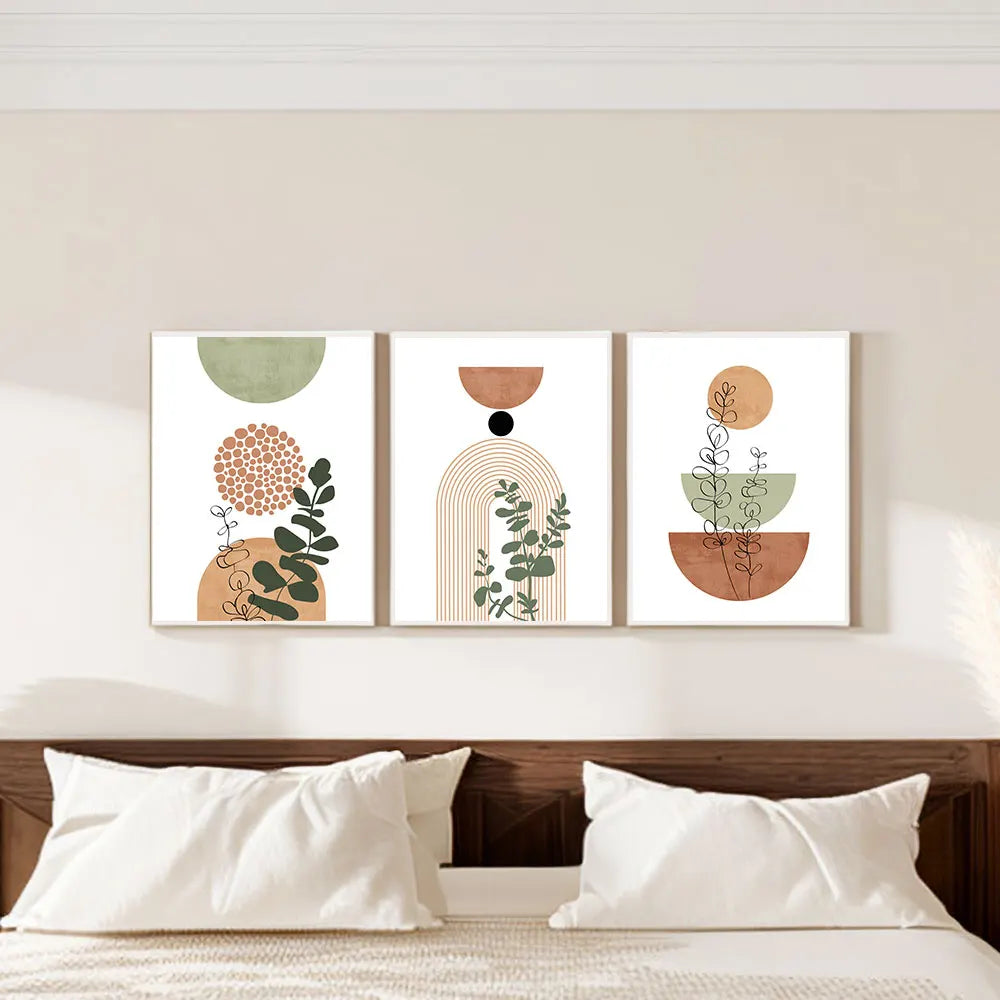 3-Piece Boho Abstract Botanical Wall Art