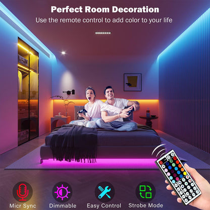 LED Strip Lights RGB App Controlled 5m 10m 20m 30m Flexible Tape Lights for Home Decoration