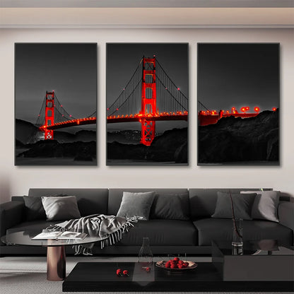 Golden Gate Bridge Night Canvas Set