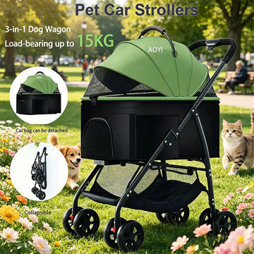 3-in-1 Foldable Pet Stroller for Dogs & Cats