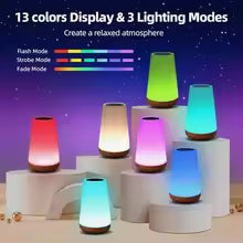 RGB Touch Night Light – 13 Color Changing LED Bedside Lamp, Dimmable, USB Rechargeable, Portable Table Lamp