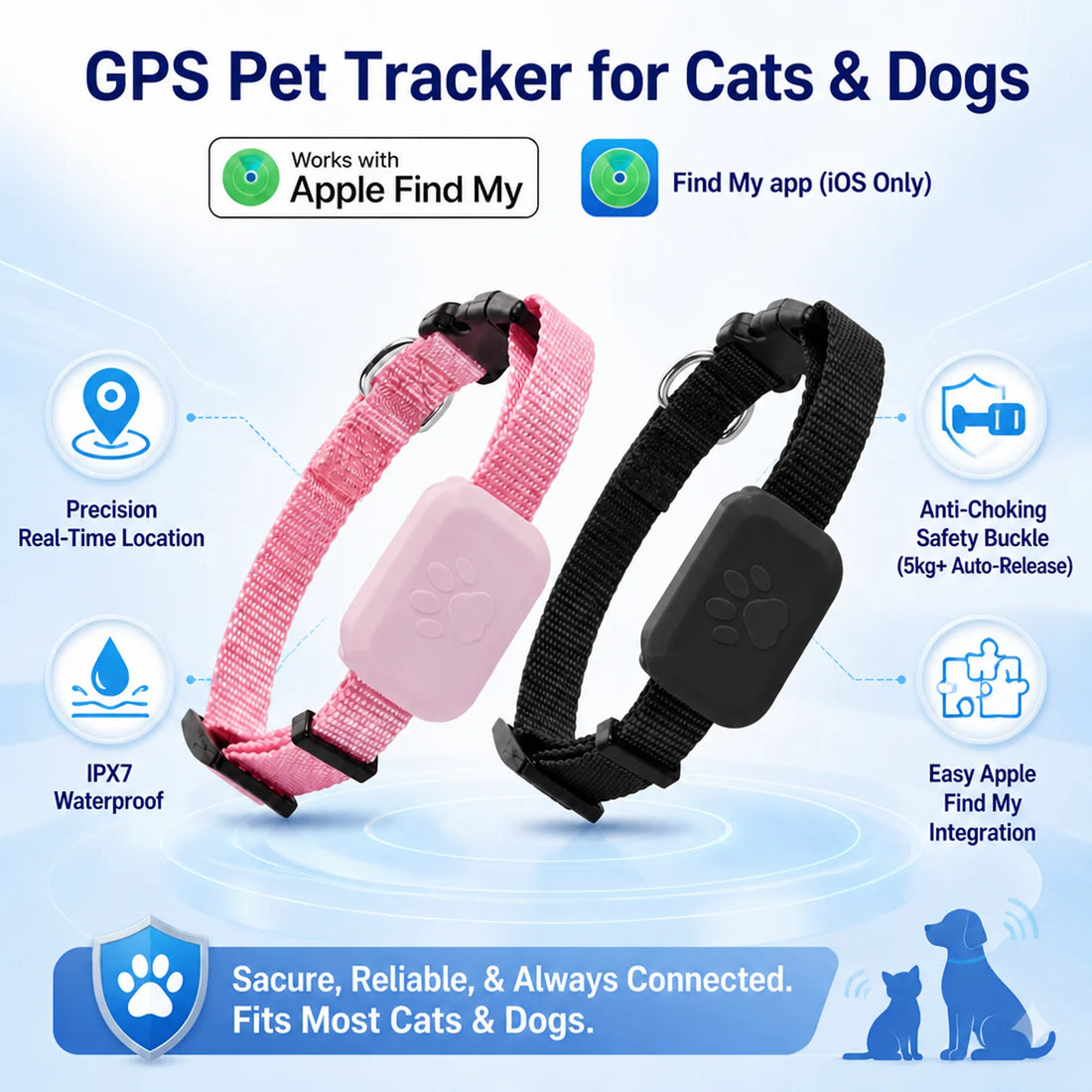 Remote GPS Pet Tracker for Dogs & Cats with Real-Time Tracking