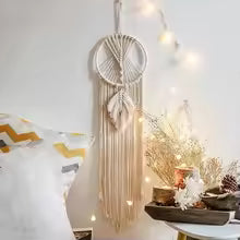 Macrame Dream Catcher Nordic Wall Tapestry – Bohemian Ramadan & Eid Mubarak Home Decor for Nursery & Room Decoration