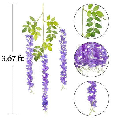Artificial Wisteria Hanging Garland – Extra Long Thick Silk Vine for Wedding, Party & Home Decor