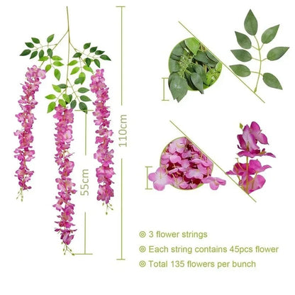 Artificial Wisteria Hanging Garland – Extra Long Thick Silk Vine for Wedding, Party & Home Decor
