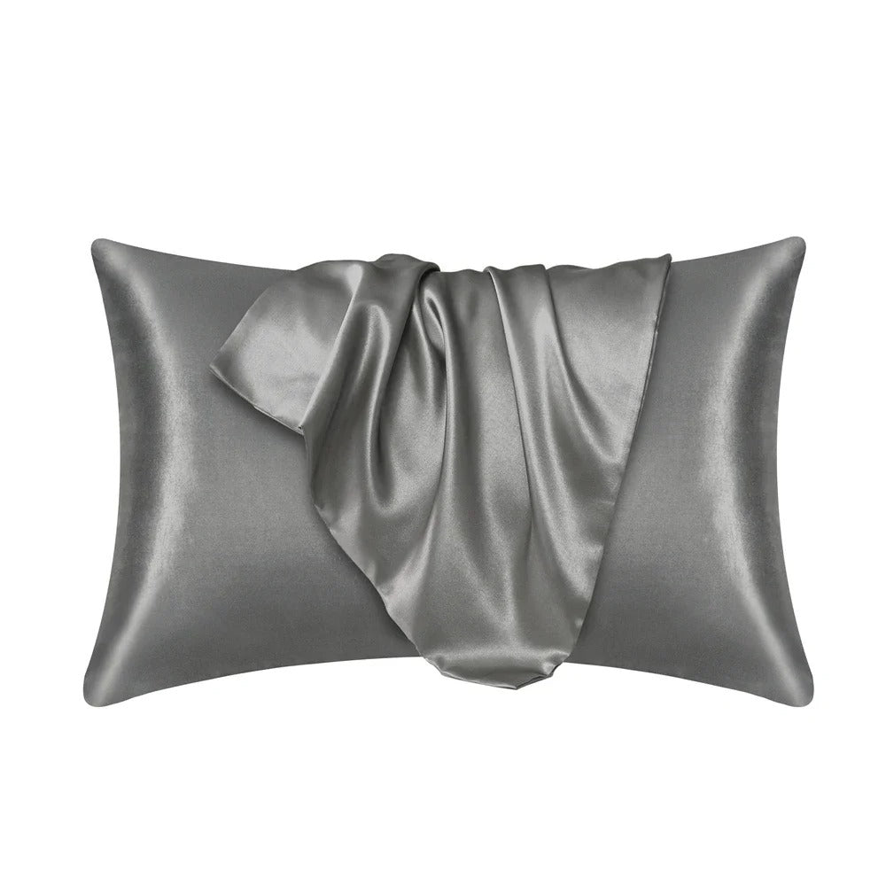 Nordic Silk Pillowcase – Luxury Satin Pillow Cover in White, Black, Grey, Khaki, Blue & Pink Bedding Decor