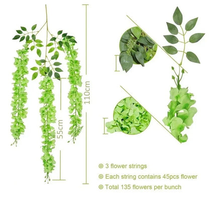 Artificial Wisteria Hanging Garland – Extra Long Thick Silk Vine for Wedding, Party & Home Decor