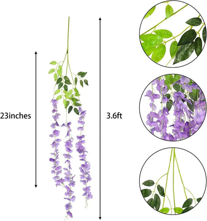 Artificial Wisteria Hanging Garland – Extra Long Thick Silk Vine for Wedding, Party & Home Decor