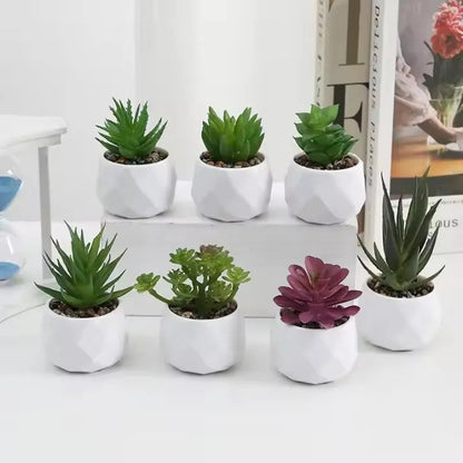 Artificial Succulent Bonsai Set Eco-Friendly – Realistic Mini Cactus Plants for Desk, Home & Wedding Table Decor