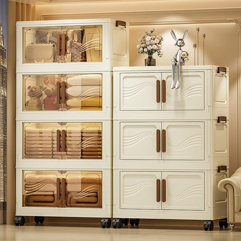 Foldable Storage Box with Clear Door – Collapsible Organizer for Clothes, Books & Toys