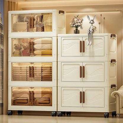 Foldable Storage Box with Clear Door – Collapsible Organizer for Clothes, Books & Toys