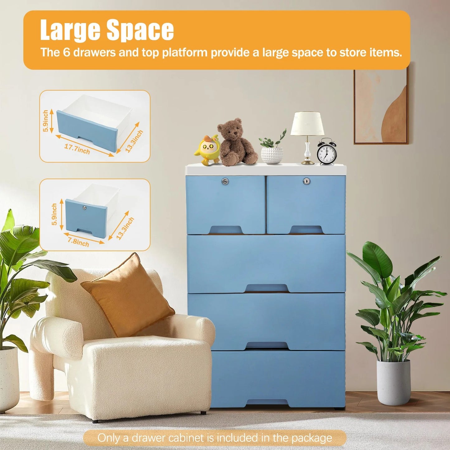 6 Drawer Plastic Dresser Storage Tower – Closet Organizer Unit for Bedroom, Home & Office