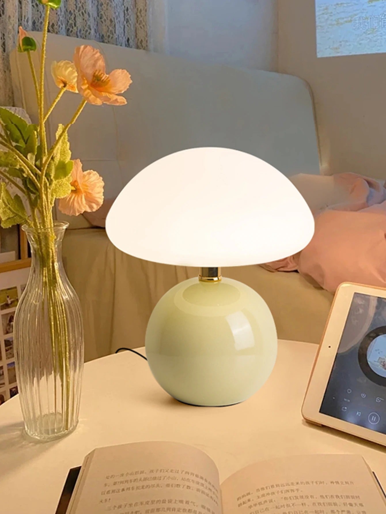 Pink Orange Red White Beige USB Table Lamp – Decorative Night Light for Bedroom, Desk & Room Decor