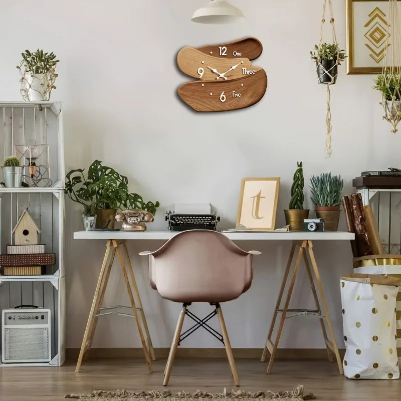 Wooden Wall Clock – Creative Wall Mounted Decorative Clock for Living Room & Home Decor