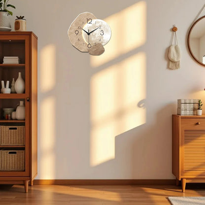 Modern Silent Wall Clock – Moon Design Wooden Quartz Wall Clock for Bedroom, Living Room & Office Decor
