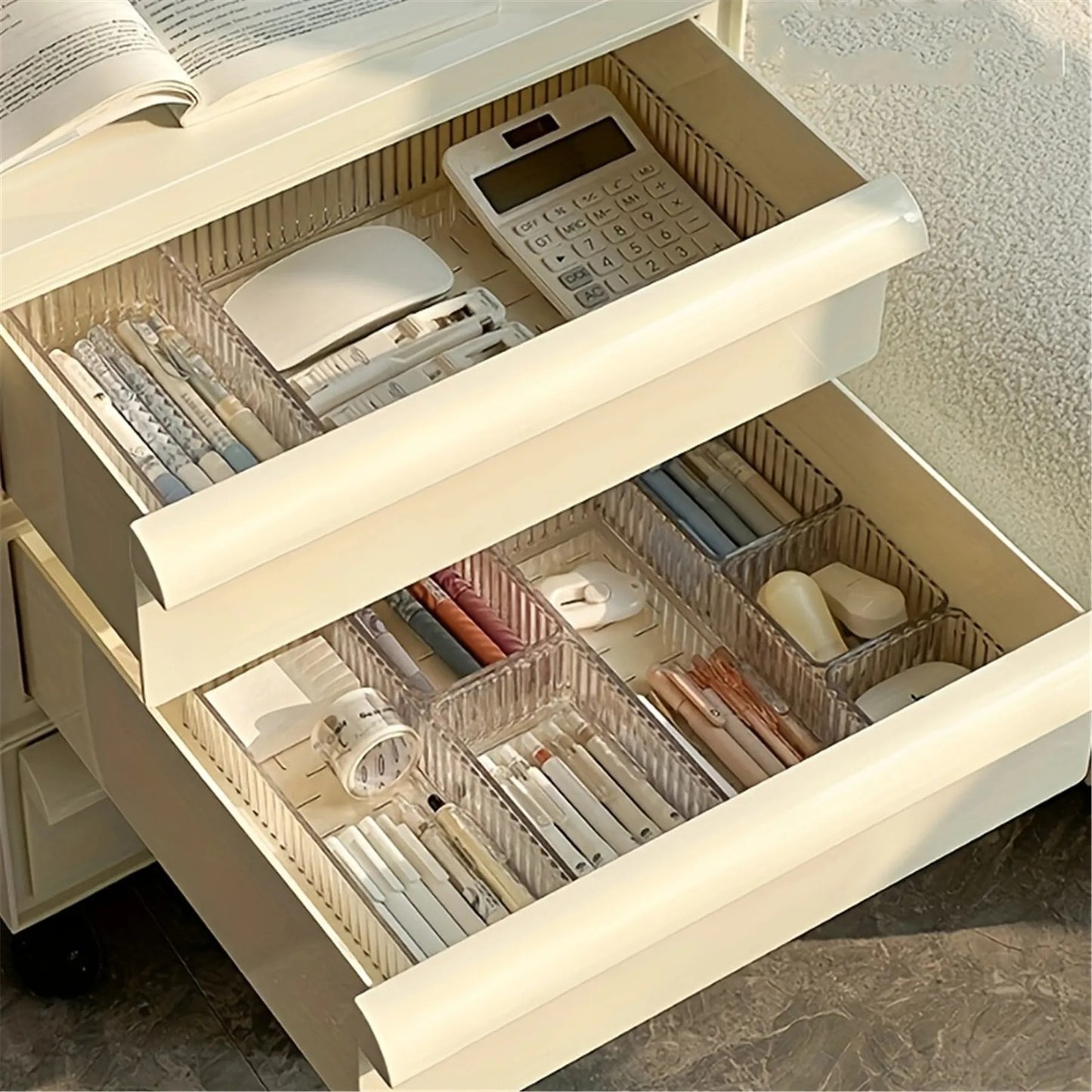 Stackable Acrylic Drawer Organizer – Adjustable Divider Trays for Cosmetics & Modular Makeup Storage