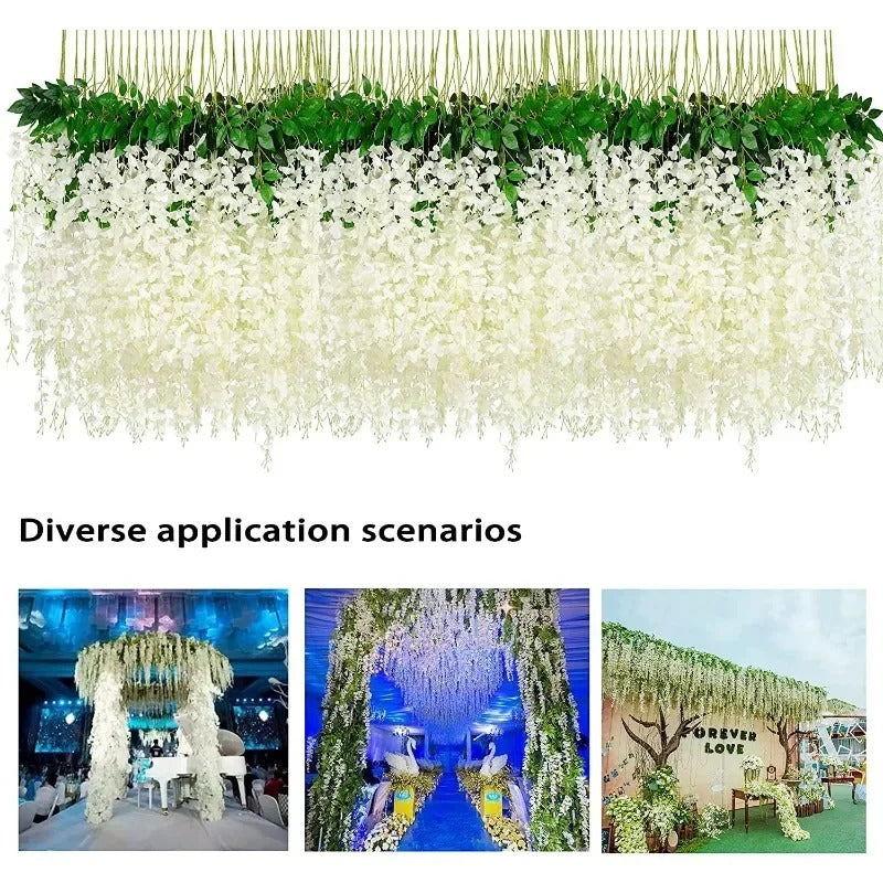 Artificial Wisteria Hanging Garland – Extra Long Thick Silk Vine for Wedding, Party & Home Decor