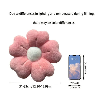 Soft Plush Daisy Flower Throw Pillow – Cozy White & Pink Floral Cushion for Bed, Sofa & Room Decor