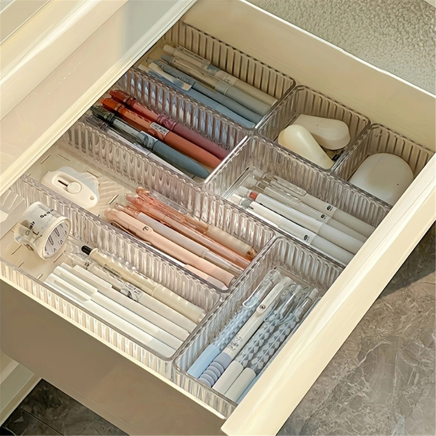 Stackable Acrylic Drawer Organizer – Adjustable Divider Trays for Cosmetics & Modular Makeup Storage