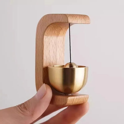 Dopamine Wooden Wind Chimes Wireless Doorbell – Walnut Copper Decorative Entrance Door Bell for Home Decor