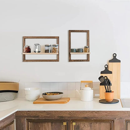 Wood Floating Wall Shelves – Rustic Farmhouse Hanging Shelf for Wall Storage, Bedroom, Bathroom, Living Room & Kitchen Decor