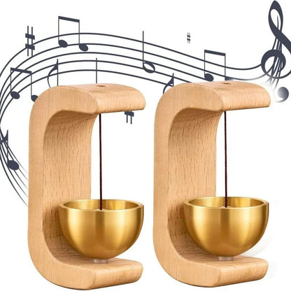 Dopamine Wooden Wind Chimes Wireless Doorbell – Walnut Copper Decorative Entrance Door Bell for Home Decor